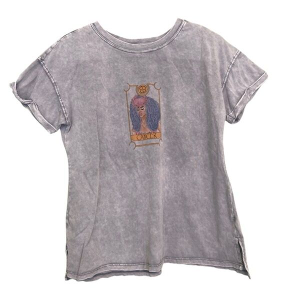 Z Supply Washed Grey Zodiac Cancer Short Sleeve Graphic T Shirt Medium - Picture 1 of 9